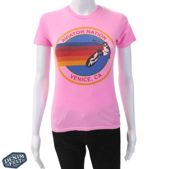 AVIATOR NATION  Kids NEON PINK Venice Graphic Logo TEE/T-SHIRT | PRELOVED!! - Picture 4 of 14